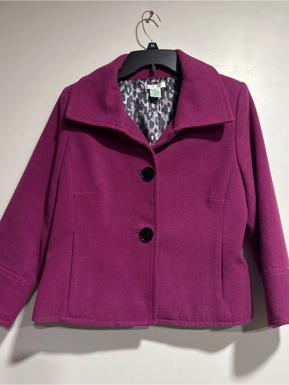 Laura Ashley Magenta Two-Button Pea Coat